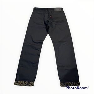Levi's 501 Original Fit Black Leopard Print Cuffed Jeans